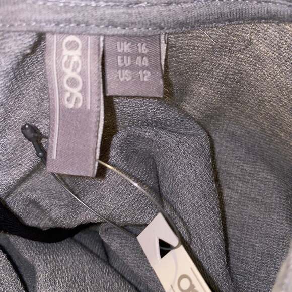 ASOS dress crewneck shoestring tie sides cuffed sleeves elastic waist grey 12 - Picture 7 of 8